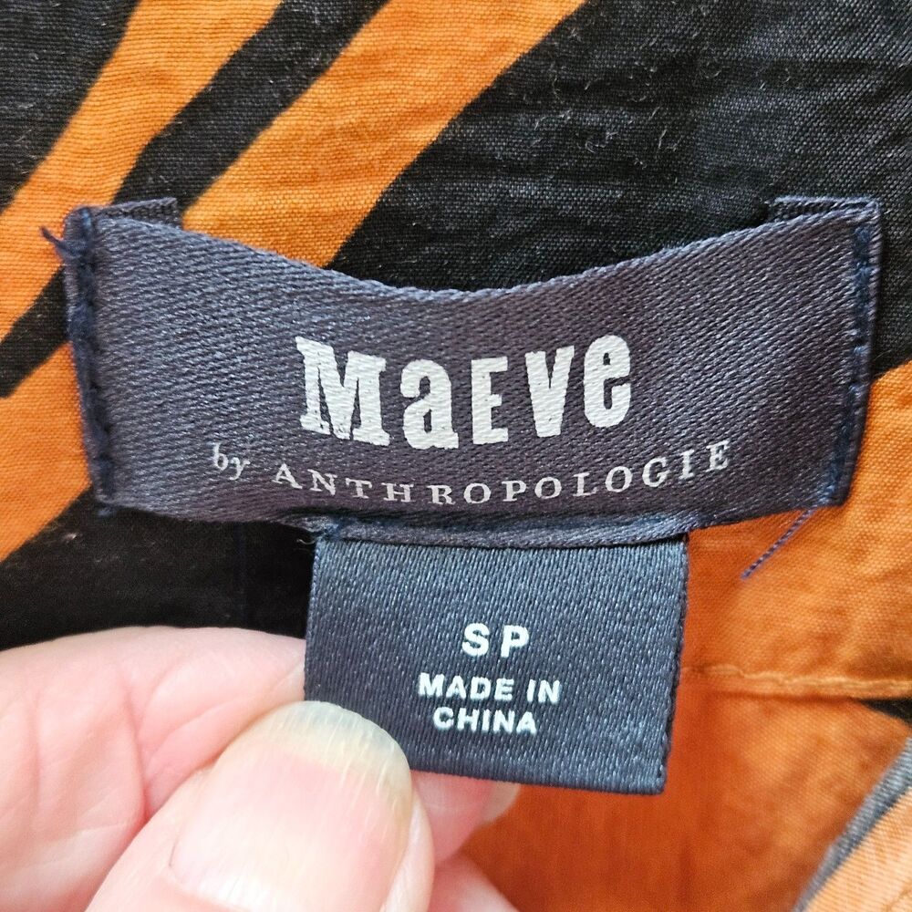 Maeve by Anthropologie Tereza Midi Shirt Dress In Tiger Animal Print Orange XS P - Picture 10 of 14